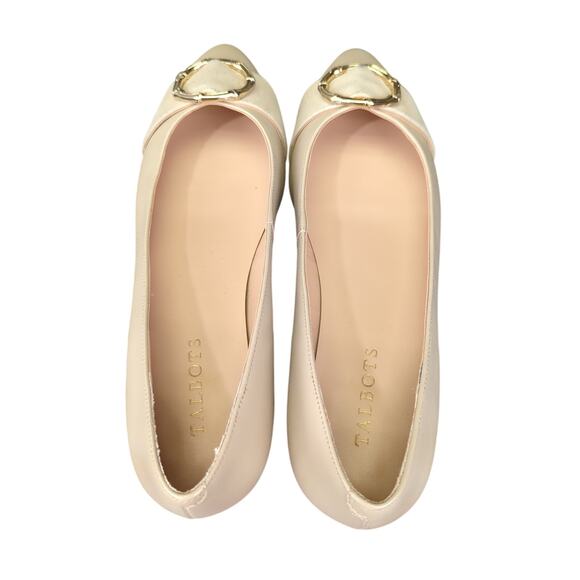 Talbots Edison Bamboo Ring Nappa Flats Tan Leather Pointed Toe Neutral Women's 9 - Picture 6 of 8